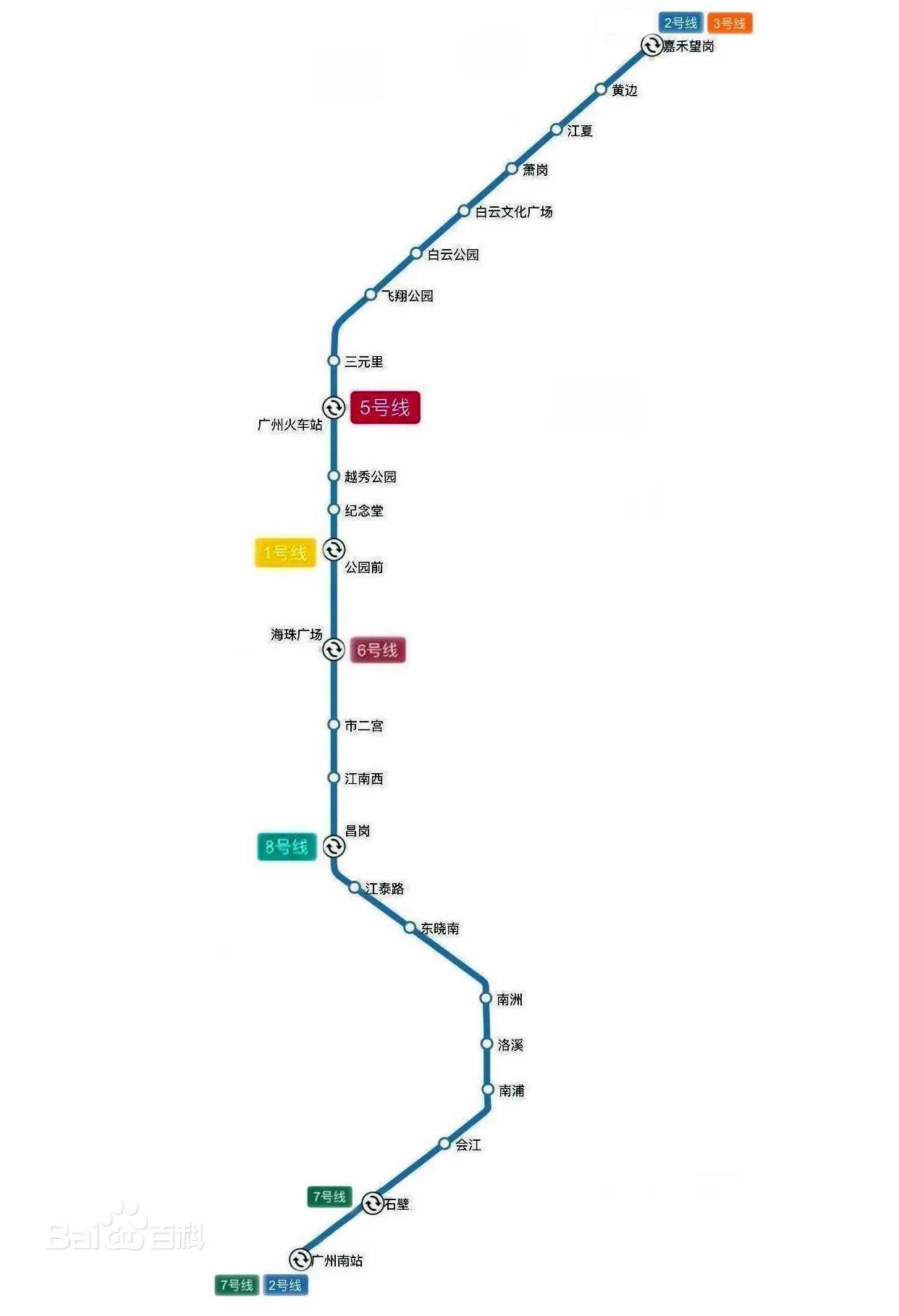 广州二号线（站点线路图+运营时间+首末车时间表）